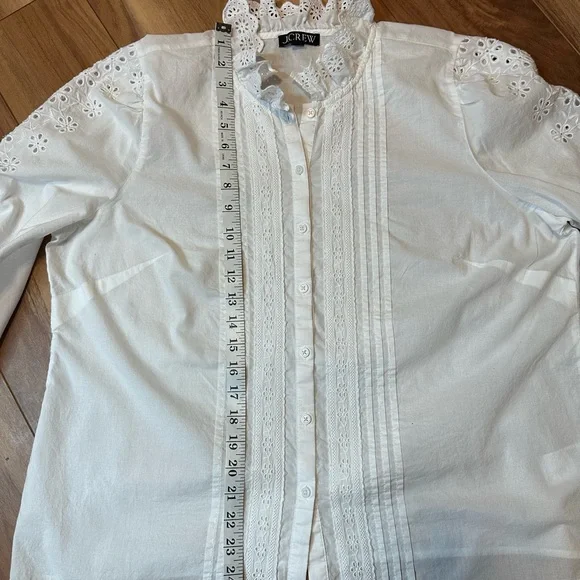 J. Crew White Eyelet Lace Blouse - Picture 8 of 11